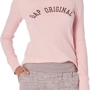 NEW Gap Original Pink Waffle Thermal Knit Blouse Top